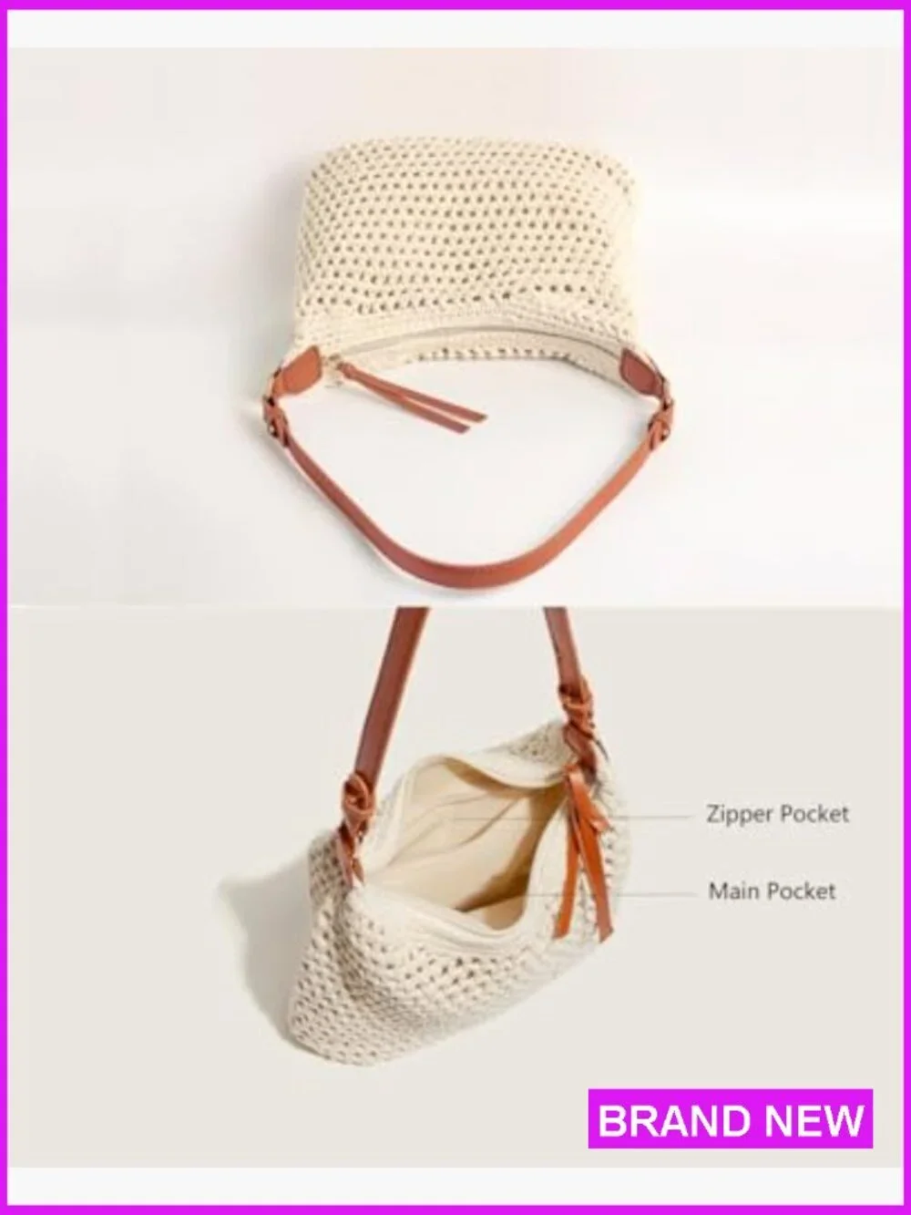 Small Knitted Crochet String Bag Handwoven Summer Beach Shoulder Purse